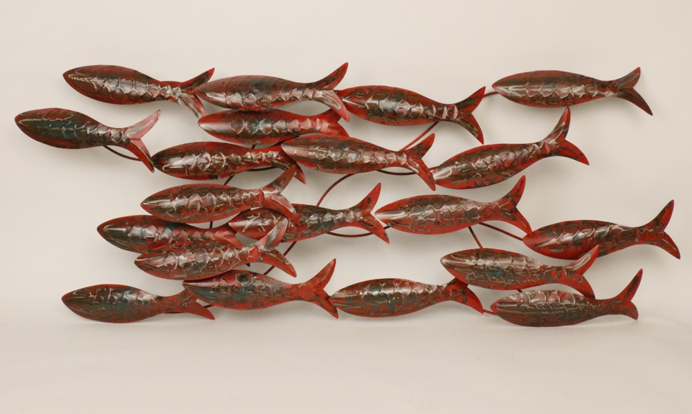 doen alsof passie excelleren School vissen antiek rood ±100cm metalen wanddecoratie – Zus & Zo Oostburg  | Unieke cadeau's vindt u hier!