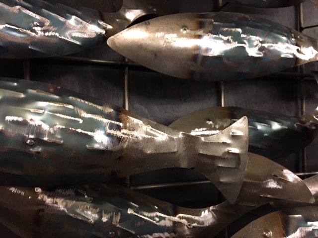 zoals dat vervangen klassiek School vissen metaal zilver/blauw ±60x40cm – Zus & Zo Oostburg | Unieke  cadeau's vindt u hier!